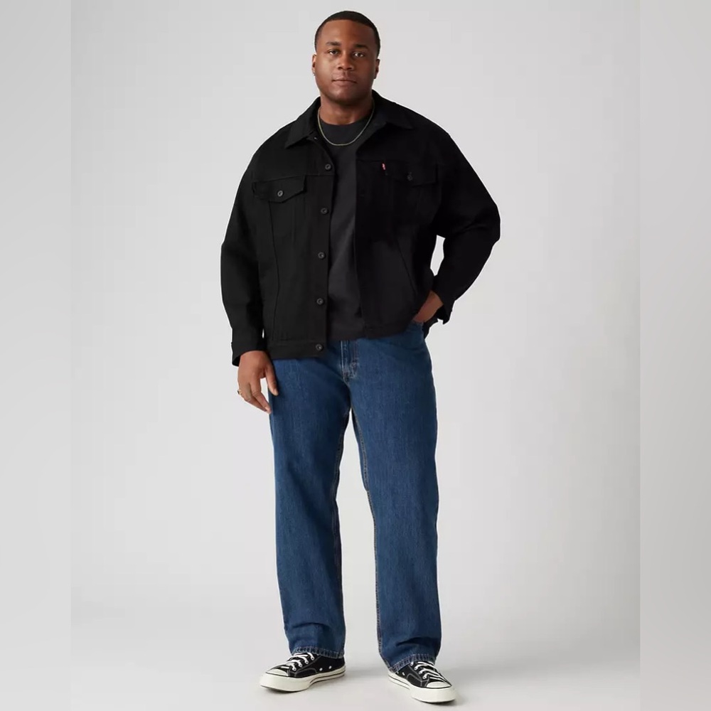 Levi’s 505 Jeans Straight Leg Zip Fly Non-Stretch Dark Wash W46 Hemmed